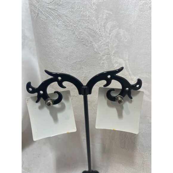 Orange Enameled Polk a Dot 1 1/8” x 1 1/8” Vintage Earrings - Picture 4 of 5